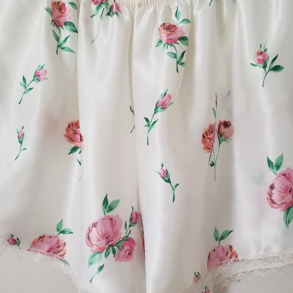 Vintage Antique Rose Lingerie Sleep Set Tank & Shorts Various Sizes